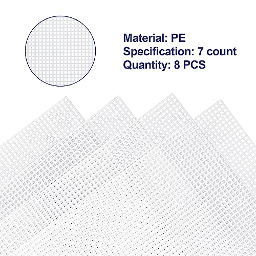 Caydo 8 Pieces 7 Count Plastic Canvas Sheets, Plastic Mesh Sheet for Cross Stitch, Making Aquarium Dividers, Knit Crochet Projects, 10.5 x 13.5 Inch - color: Clear White - 8pcs