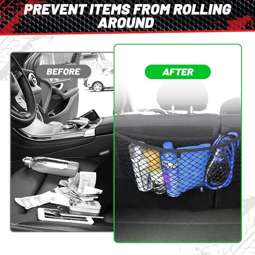 RED WOLF Universal Cargo Net Pocket Elastic Netting Car Mesh Pouch for Trunk RV Boats Home Cargo Storage with Screws and Hooks (21.7'' x 9.8'') - size: 21.7'' x 9.8''