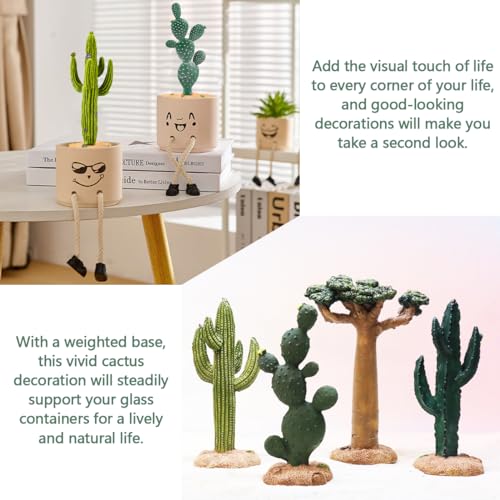 2Pcs Reptile Cactus Plants Terrarium Decoration Faux Reptile Terrarium Cactus Plant Landscape Decoration for Turtle Lizard