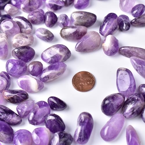Polished Amethyst Crystals - 0.5" 10 oz Handpicked Natural Tumbled Gemstones Rocks, Pebbles for Reiki, Chakra, Healing Home Decor - color: Amethyst, size: 0.5"