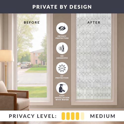 Old English Window Privacy Film by Artscape - Textured Leaded Glass Design, Static Cling, Allows Natural Light in, UV Protection, Phthalate and BPA Free, Made in USA - 36 x 72 Inch - color: Old English