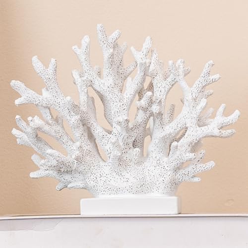 5.8" H White Coral Decor, Resin Coral Statue, Nautical Decorations for Home, Bedroom, Bathroom, Living Room, Beach/Coastal/Ocean Themed Cabinet Shelf Tabletop Decor - color: White, size: 5.83"H