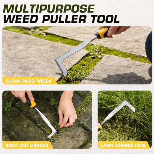 SWANSOFT Crack Weeder – Crevice Weeding Tool for Sidewalk, Driveway & Garden, Garden Tools for Weeding, Heavy-Duty Stainless Steel Crack Weeder Tool,Ergonomic Handheld Crack Weeder