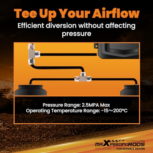 maXpeedingrods 6 mm OD Air Line Fittings, Quick Connect Air Hoes Fittings, 3 Way Stainless Steel Union Tee Replacement for Air Suspension Kit & Air Compressor Kit for Trucks Vans, 2 Packs - style: Quick Connect