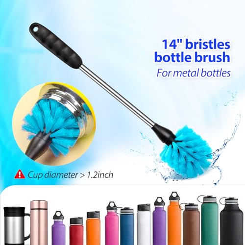 Holikme Bottle Brush Tube Cleaning Lab Set with Long Handle, Cup Cleaner for Washing Narrow Neck Beer Wine Decanter Pipes Lids Sinks Cap Covers, White - color: White