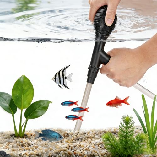 Gravel Vacuum for Aquarium-6.5Ft Hose Water Changer for Fish Tank Adjustable-Manual Siphon Pump Fish Tank Cleaner