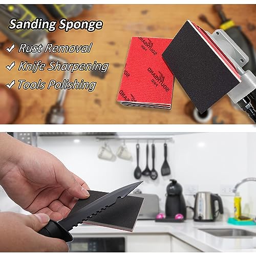 16pcs Sanding Sponge Pads (320-3000) 8 Assorted Grit 3.9 x 3.0 x 0.2 Wet Dry Ultra Fine Hand Sanding Sponges, Flexible Soft Foam Sand Block for Drywall, Model Hobby, Corner Contour, Metal Wood