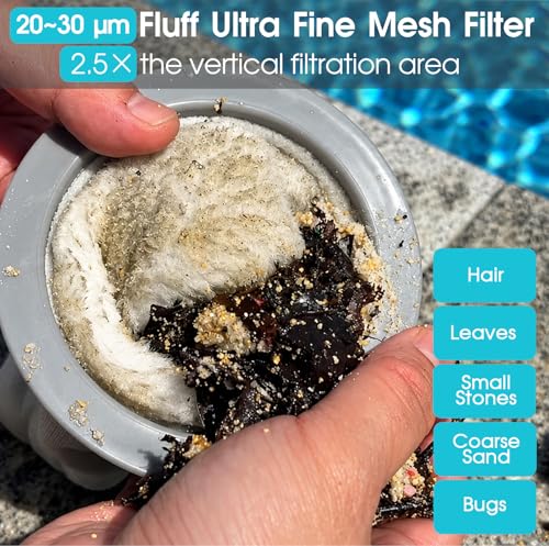 Cordless Pool Vacuum-25 Micron Fluff Ultra Fine Filter, 98inch,True Powerful Suction 18.9GPM,1H Runtime, Handheld Rechargeable Hot Tub Cleaner with Poles for Above Ground&Inground Pool - color: Gray