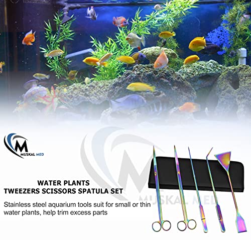 Aquarium Plant Tools, Aquatic Plant Stainless Steel Tweezers Scissor Spatula Planted Aquarium Tools Set & Aquarium Starter Kit