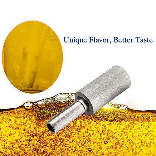 (2 Set) FERRODAY 0.5 Micron Diffusion Stone Stainless Steel Aeration Stone Carbonating Stone with 1/4" Barb for Homebrew Wine Beer Soda Air Stone 0.5 Micron + 20 Inch Silicone Hose (Pack of 2) - size: 2 count in 2 package