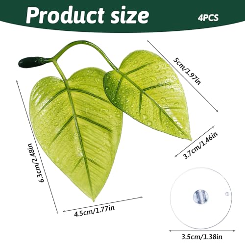 Thinp 4 Pack Betta Fish Leaf Pad, Betta Leaf Hammock Fish Tank Decorations Aquarium Decor Simulating The Natural Habitat with Plastic Suction Cup for Sleeping Resting Hiding Playing Breeding
