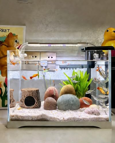 Aquarium Decor Cave Betta Fish Aquarium Accessories Ornaments Hiding Cave Wooden Stake Shape House Hideout for Shrimp Cichlid Hermit Crab, Octopus Hiding Breeding for Tank (Brown) - color: Brown