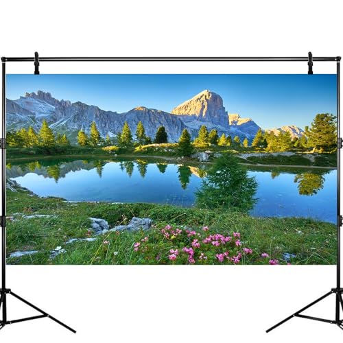 Mountain Aquarium Background Blue Sky Tranquil Lake Fish Tank Background Sunset Mountain Rock Nature Landscape Reptile Enclosure Backgrounds Mountain Pine Trees Meadow Reptile Tank Backgrounds 24x12in - color: Blue_Green, size: 24(W)x12(H)inches/ 60(W)*30