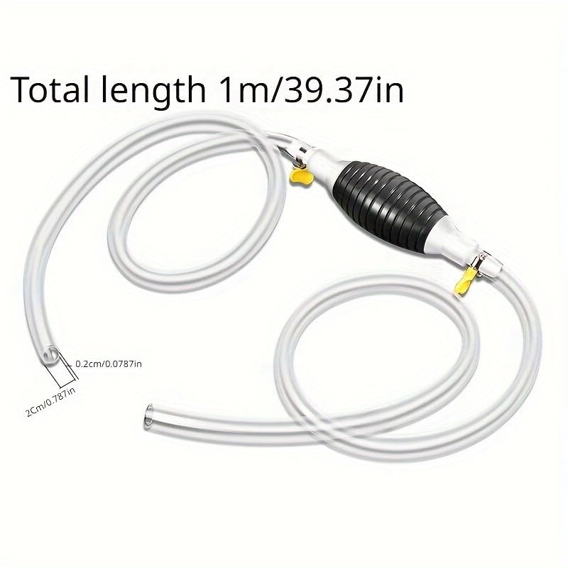 Portable Straw Pump 1pc - 39.37 Inch Flexible PVC Hose with Safety Pad & 2 Clamps, Ideal for Transferring Gas, Oil, Water & Fuel, Manual Siphon Pump for Automotive & Household Use