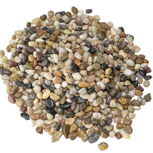 5 lbs Pebbles for Indoor Plants, Vase, Succulent, 3/8" Gravel for Plants, Pots Indoor, Bamboo Rocks for Bamboo Plants, Decorative Small River Rock, Highly Polished - color: Mixed Color