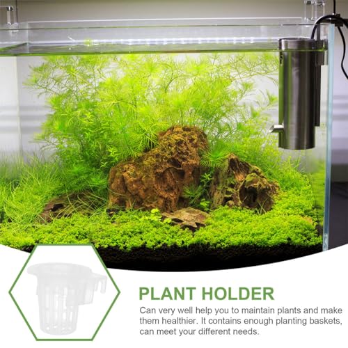 Hanging Aquarium Plant Holder Cup with Suction Cups 4-Pack Aquatic Plant Basket for Fish Hydroponic Planter for Aquatic Cultivation and Aquarium Decoration