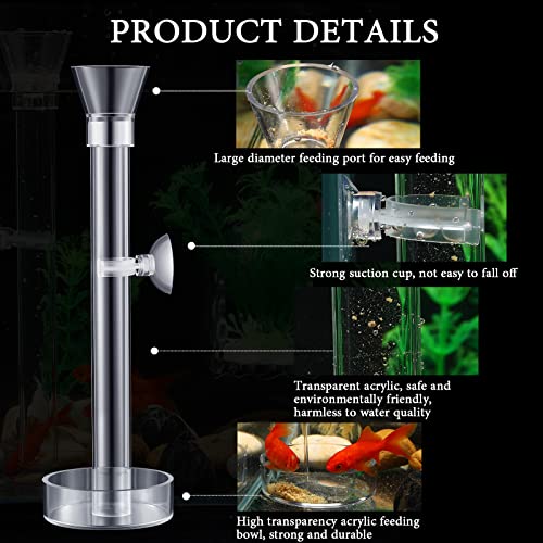 Potchen 12 Pieces Shrimp Feeder Set 4 Acrylic Tubes & 8 Dishes, Clear Crystal Glass Bowl, Fish Tank Feeding Supplies for Shrimp & Betta, 2 Sizes