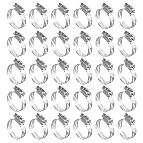 30PCS 304 Stainless Steel Hose Clamp, 3/4'' - 1-1/4'' (18-32mm) Adjustable Worm Gear Metal Fuel Line Clamp for Plumbing, Mechanical and Automotive Hose Connections - size: 30pcs 18-32mm