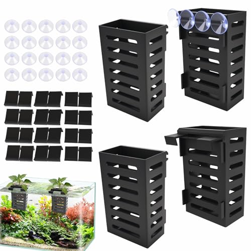 4Pack Aquarium Plant Holder Hanging Aquarium Planters with Hooks and Suction Cups Aquarium Planter Cups Fish Tank Plant Holders for Aquatic Plant Cultivation, Aquascape Decoration - color: 4pack