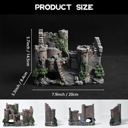 Aquarium Decorations- Castle Fish Tank Bubbler Decorations for Aquatic Pets to Breed Play and Rest Fish Decorations for Tank - color: D-castle
