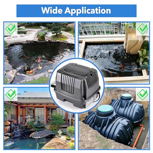 Linear Air Pond Pump, 855 GPH, Pond Aerators for Outdoor, with 8 Pcs Air Stones, for Fish Tank Koi Aquarium