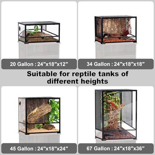GDLF Terrarium Stand Reptile Tank Stand with Accessories Storage and Power Outlets for 24”Wx18”D Reptile Terrarium - color: Black, size: 24" x 18"