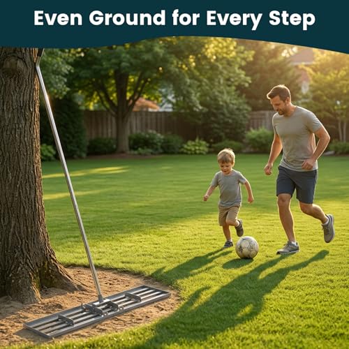 Lawn Leveling Rake 45" 6.5ft Lawn Leveler Ground Full Stainless Steel Leveling Landscape Rake Topdressing Spreader Levelawn Tool for Backyard, Garden, Golf Couse, Farm, Pasture - size: 45x10inch-6.5FT
