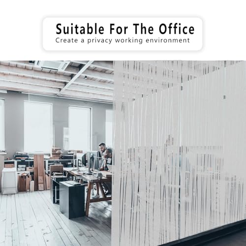 Finnez Window Privacy Film Decorative Frosted Window Cling Privacy Film for Glass, Non-Adhesive Heat Anti-UV for Home Office Living Room, Irregular Stripe Patterns, 23.6 x 157.4 Inches - color: Vertical Stripes, size: 23.6 x 157.4 inches