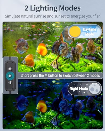 Pawfly 33W Aquarium LED Light for 48 to 54 Inch Fish Tanks Extendable Fish Tank Light with Full Spectrum Brilliant White Blue Red Lights with Daytime & Night Modes and Adjustable Brightness - color: Basic, size: 48"-54"