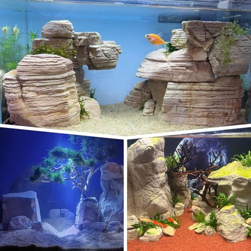 Aquarium Rocks 5lb Fish Tank Stone 2-5 inch Natural Pagoda Rocks for Aquascaping Landscaping Models Terrariums Reptile and Amphibian Enclosures-4-5Pcs - size: 5lb (2-5inch 4~5Pcs)