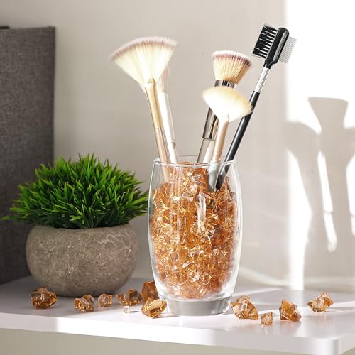 Syhood 570 Pcs 5 Sizes Amber Fake Crushed Ice Rocks Acrylic Crystal Gems Sparking Amber Plastic Diamonds Marble for Vase Fillers DIY Craft Wedding Table Scattering Room Decoration - color: Amber