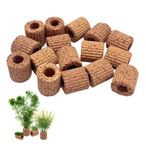 Rainmae 16 Pcs Aquatic Water Plant Fixed Rings, Water Plants Cultivation Fixed Ring Aquatic Water Plant Fixed Ring Ceramic Plant Pot, Landscape Ceramic Pottery Gravity Ring for Fish Tank Accessories