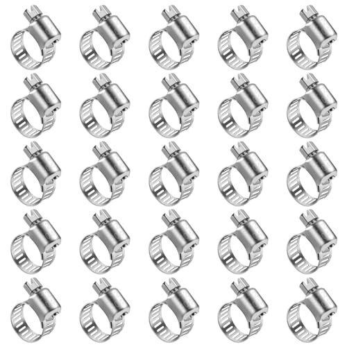 MRbrew Worm Gear Hose Clamps, 25 Pack Stainless Steel Hose Clamps for Home Brewing Beer Line Hose Clamps Gas Tubing Clamps 6-12mm (1/4-1/2 inch,3/8 inch, 5/16 inch) - color: All Stainless Steel, size: 25 Pcs Clamping Range: 6-12mm