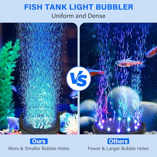 fishkeeper Aquarium Air Bubble Light, LED Fish Tank Bubbler Stone Disk with 11 Super Bright Lamp Beads, 16 Colors and 4 Modes Adjustable for Fish Tank Decoration Oxygenation