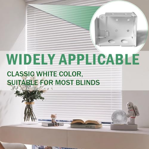 2PCS Mini Blind Brackets, Metal Window Blind Brackets, 2 inch White Window Blinds Headrail Holder Bracket for High Profile Blinds - size: 2-1/2x2-1/4inch