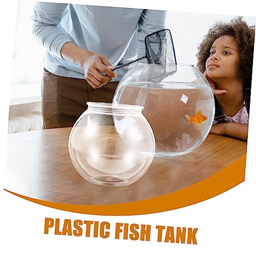 TOYANDONA Transparent Plastic Fish Tank Round Drop Goldfish Bowl with Opening for Easy Cleaning Desktop Globe Container for Home Decor and Aquatic Plants