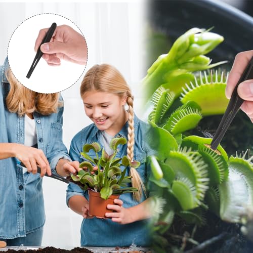 TIESOME 8 PCS Venus Fly Trap Feeding Tweezers, 8 Styles Black Straight and Curved Tweezers Set Carnivorous Plant Feeding Tongs for Flytraps Pitcher Plants Butterwort Reptile Feeding