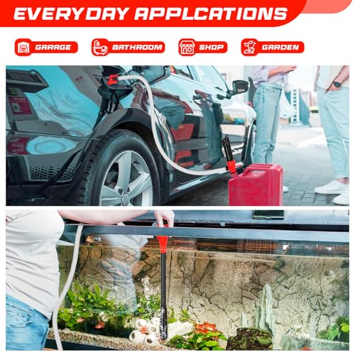 Portable Transfer Pump Battery Operated Electric Siphon Pump for Gas, Fuel, Diesel, Water Transfer 2.4 GPM Flow Oil Extractor, 47" Hose-Easy to Use Hand Fuel Pump, Multi-Use Siphon Transfer Pump(Red) - size: 1 Pack Red