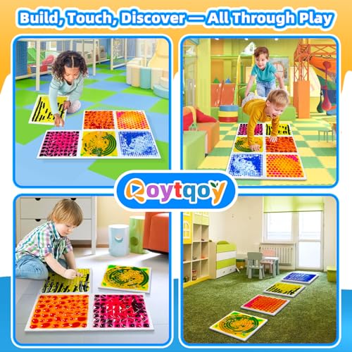 Liquid Sensory Floor Tiles for Kids Ages 3+ – 11.8" Step-On Toys with Color Flow Effect & Textured Non-Slip Base – for Classroom Use, Sensory Play Zones or Focus Corners (6-Pack) - style: Textured Tiles (6-Pack)