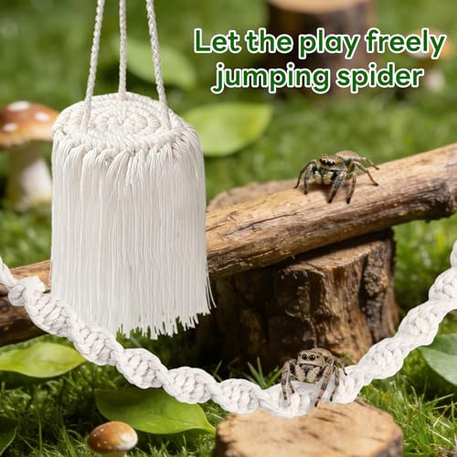 Jumping Spider Accessories – 2 Pack Handmade Natural Jute Rope Bridge Swings, Magnetic Mount Jumping Spider Enclosure Decor for Medium Enclosures