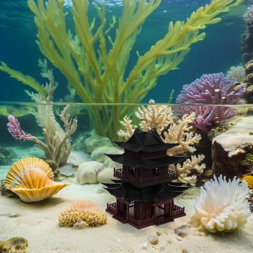 LOGOFUN Mini Pagoda Statue Plastic Miniature Pavilion Figurine Desktop Ornament for Zen Garden Home Aquarium Dollhouse Decoration