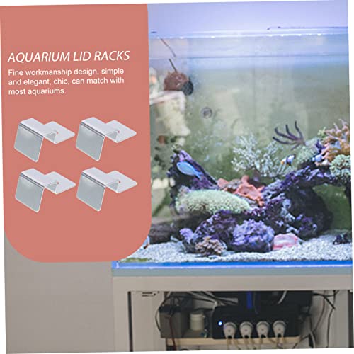 4pcs Stainless Steel Aquarium Lid Holders Sturdy Glass Cover Brackets for Fish Tanks for Open Aquariums Turtle Tanks and Practical Support Clips for