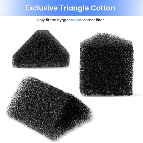 hygger HG009 Aquarium Filter Replacement Carbon Filter Cartridges 4 Pcs with Triangle Filter Sponge 3 Pcs (L) - size: L