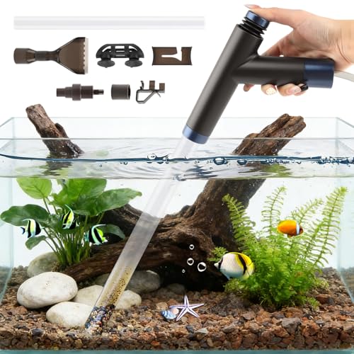Fish Tank Aquarium Vacuum Gravel Cleaner, Fish Tank Cleaner Kit, Aquarium Siphon Pump Gravel Cleaners, Water Change & Wash Sand Aquariums Cleaning Tools(COLOR:White)