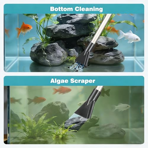 Carefree Fish Aquarium Gravel Vacuum Sand Cleaner with 6Ft Pipe Fish Tank Water Changer Adjustable Length ABS(for 3~8Gal Tank)