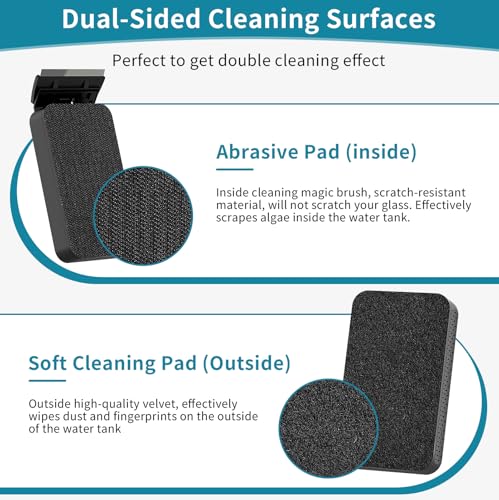 hygger Aquarium Magnet Glass Cleaner, Magnetic Fish Tank Cleaner with 2 Blades for Glass and Acrylic Aquariums, Aquarium Algae Scraper with Super Strong Magnet for Tank Thickness Up to 0.2 Inch (S) - size: S for Glass Thickness ≤ 0.2“