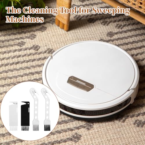4 PCS Handheld Vacuum Cleaner Brush, Universal Dust Brush, 2 in 1 Vacuum Roller Cleaning Tool for Sweeping Robot - color: Black+white