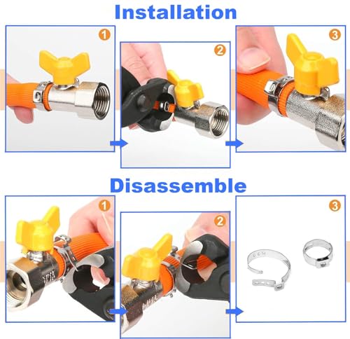 LAZIRO 160Pcs (6mm-25.6mm)1/4""-1""Single Ear Hose Clamp Hose Crimp Clamps Ear Crimp Rings Ear Stepless Hose Clamp Pinch Clamps for Hose Pipe Clamp Tools (Single Ear Hose Clamps Kit), Silver - size: 1/4inch-1inch