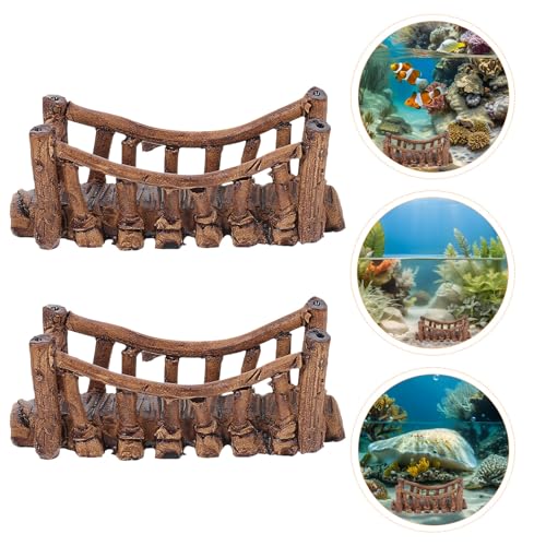 SHINEOFI 2pcs Mini Aquarium Bridge Decor – Ceramic Fish Tank Bridge Accessories, Small 3-inch Japanese Style Ornamental Statues for Fairy Garden and Aquarium Landscaping