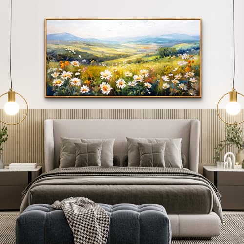 ZUITINGHUA Wood Framed Canvas Wall Art For Living Room Large Wall Decor For Office Bedroom Decoration Pastoral Scenery Pictures Flower Painting Artwork Room Wall Mural Aesthetic Home Decor 30x60 In - color: Pastoral Wood Framed 1, size: 60"L x 30"W